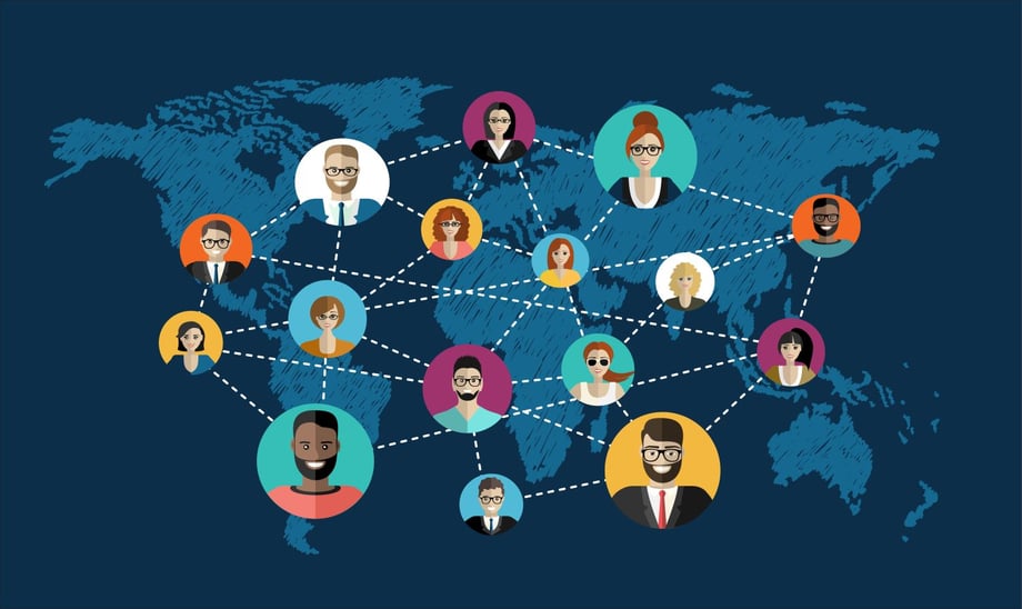 Illustration of people all around the world connected