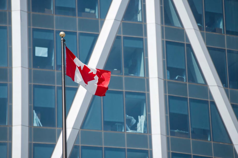 Canadian Flag with Building