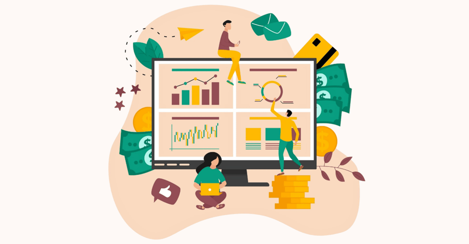 Illustration showing finance and equity income