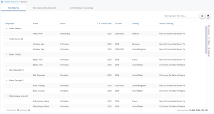Portal Tax Return Service Status--2026