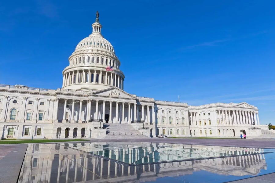 The United States Capitol on a crisp windy morning in late autumn
